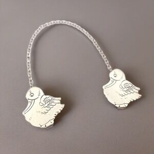 Vintage Webster Co Sterling Stork Sweater Clip Silver Bib Clip Scarf Clip